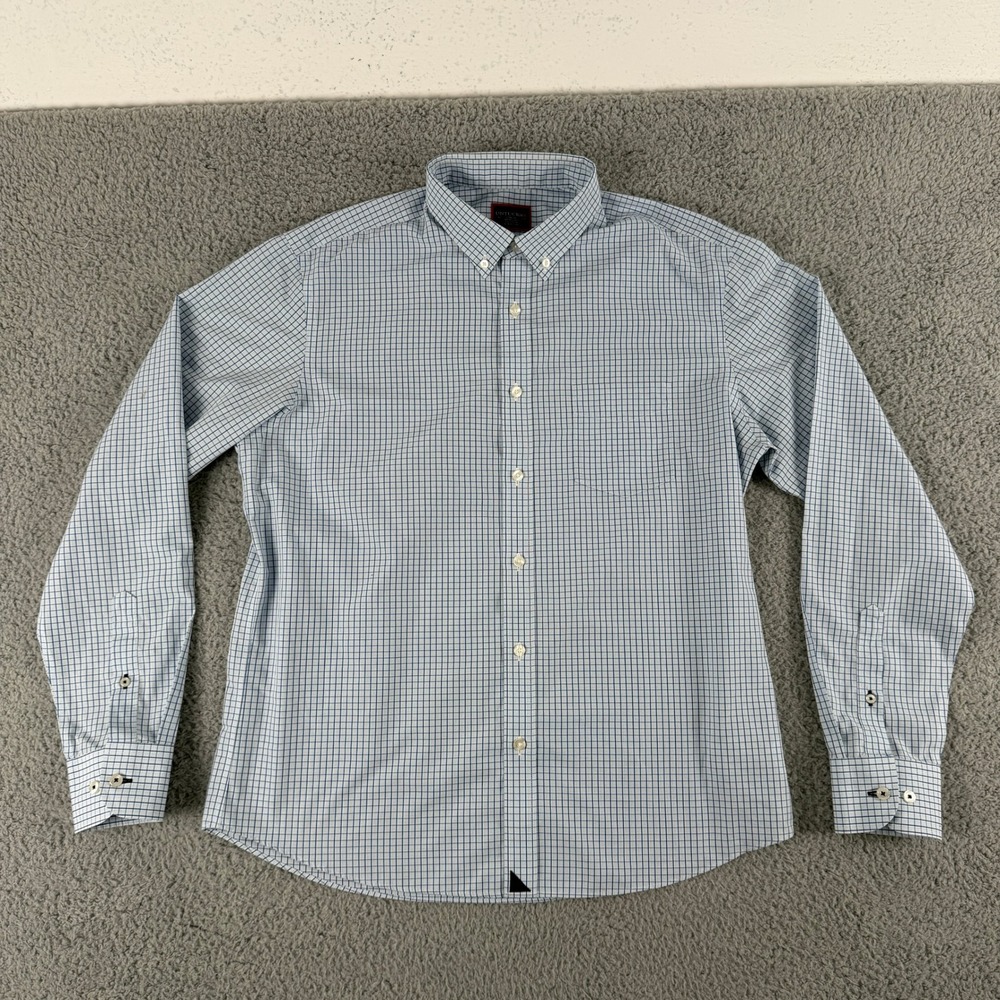 UNTUCKit Shirt Men L Blue Check Button Down Long Sleeve Wrinkle Free Regular Fit - Picture 2 of 11